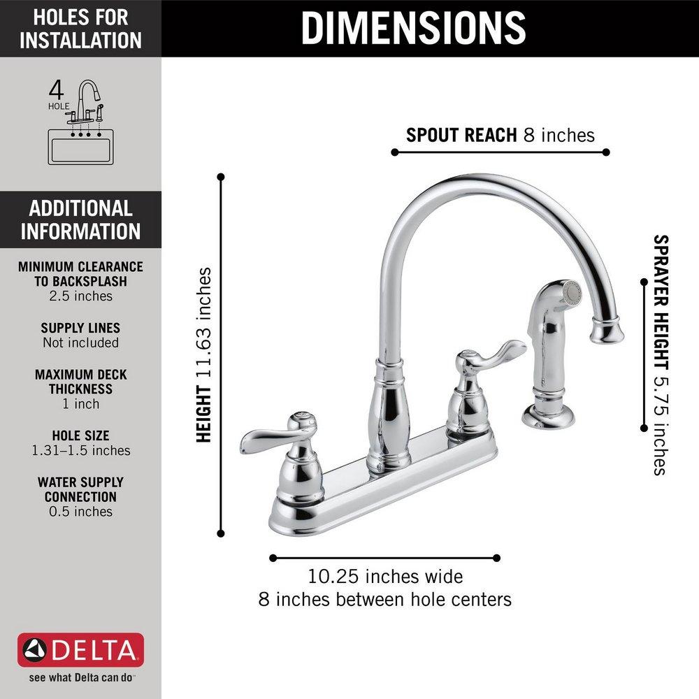 Delta Faucet Chrome Two Handle Widespread Kitchen Faucet 