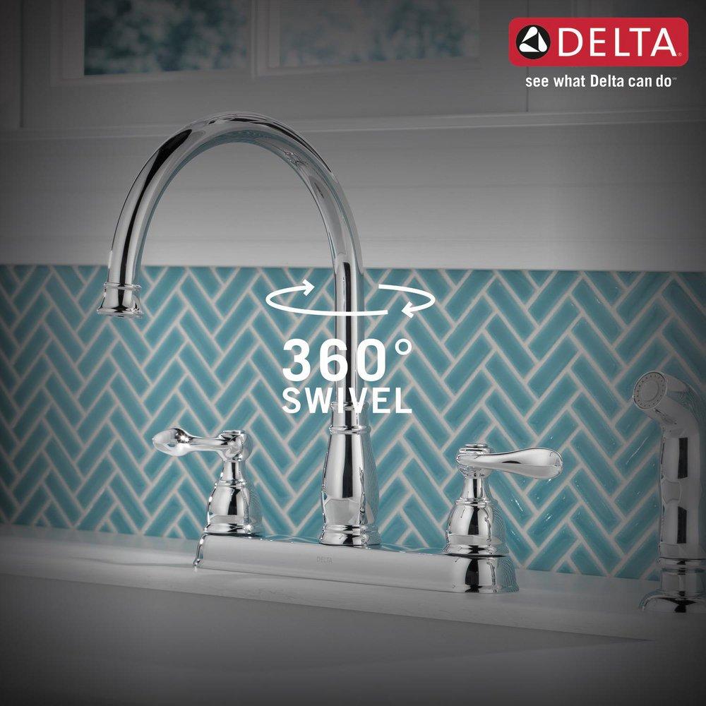 Delta Faucet Chrome Two Handle Widespread Kitchen Faucet 
