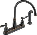 Two Handle Kitchen Faucet with Side Spray in Oil Bronze