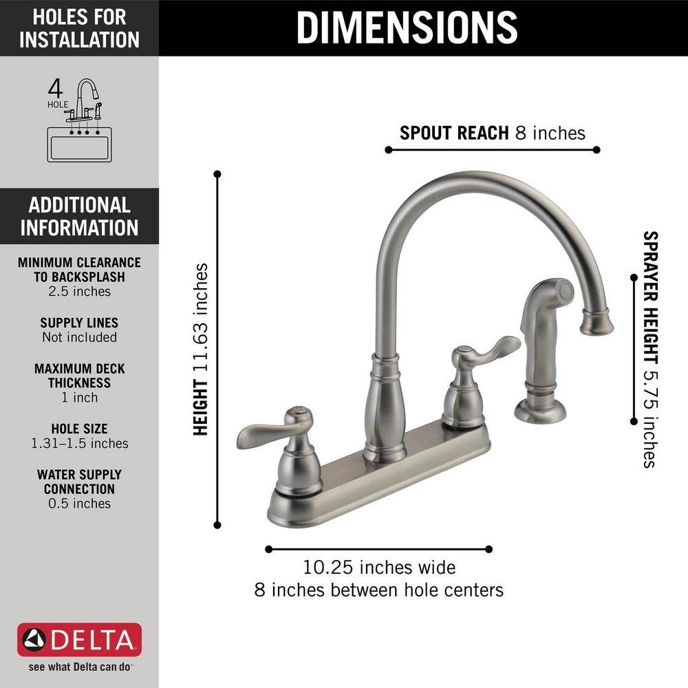 Delta Faucet Brilliance&reg; Stainless Two Handle Kitchen Faucet 