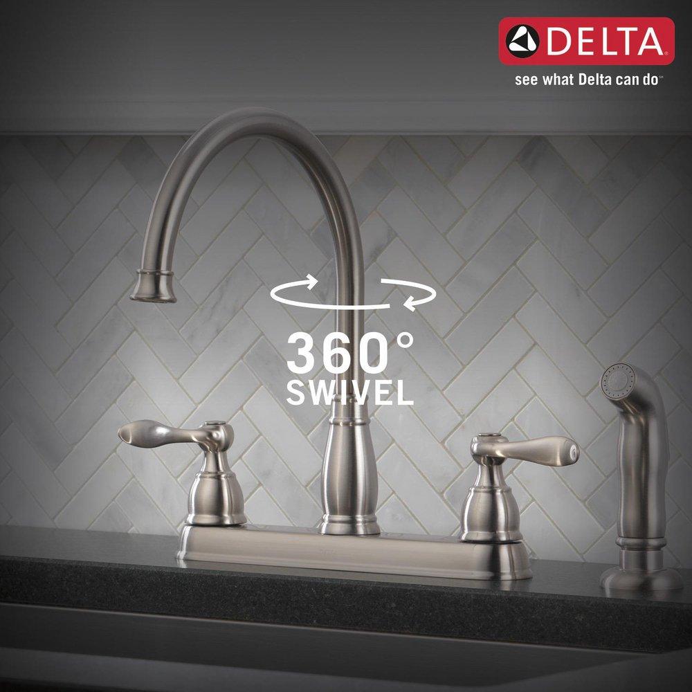 Delta Faucet Brilliance&reg; Stainless Two Handle Kitchen Faucet 