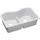 Elkay White 33 x 20 in. No Hole Composite Double Bowl Undermount Kitchen Sink 