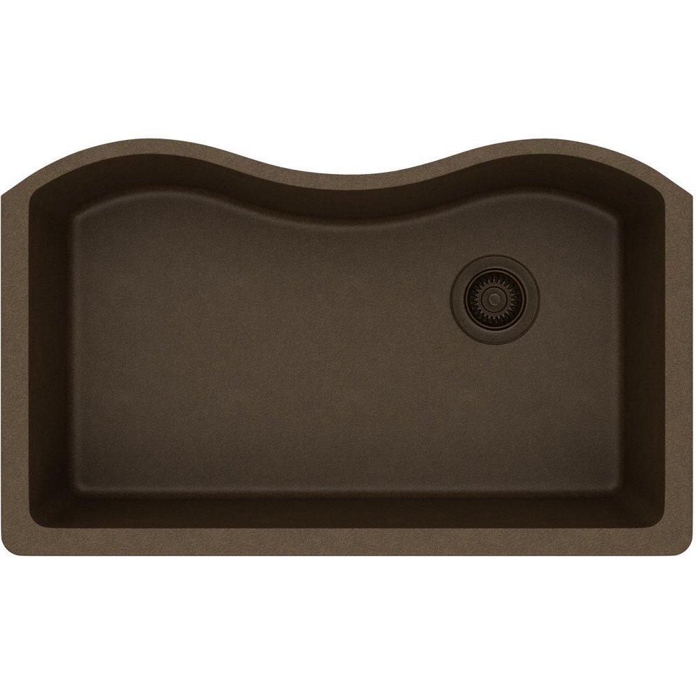 Elkay Mocha 33 x 20 in. No Hole Composite Single Bowl Undermount Kitchen Sink 