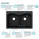 Elkay Black 33 x 22 in. No Hole Composite Double Bowl Drop-in Kitchen Sink 