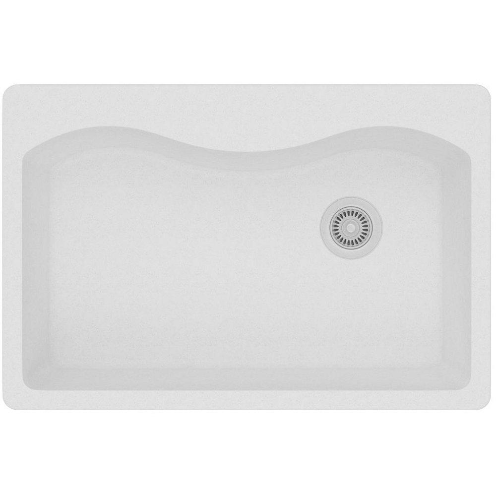 Elkay White 33 x 22 in. No Hole Composite Single Bowl Drop-in Kitchen Sink 