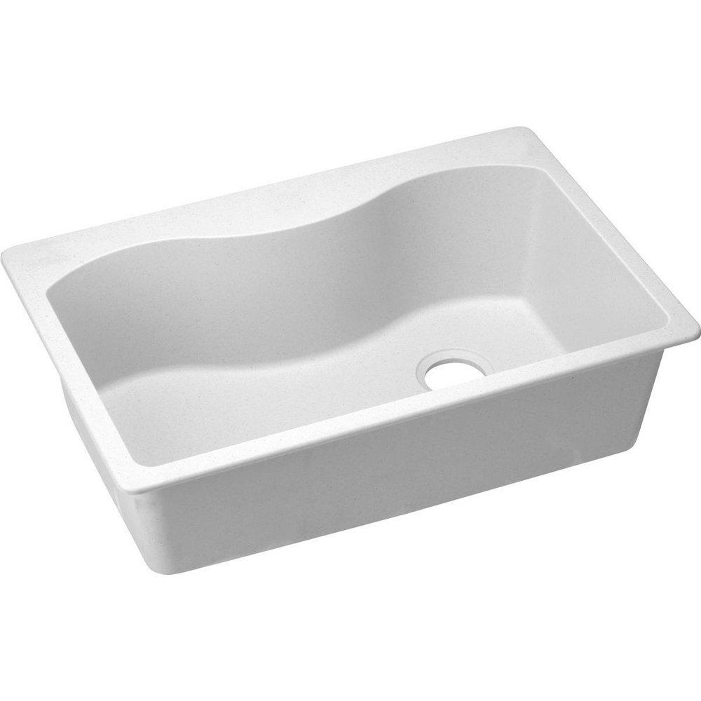 Elkay White 33 x 22 in. No Hole Composite Single Bowl Drop-in Kitchen Sink 