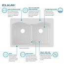 Elkay White 33 x 22 in. No Hole Composite Double Bowl Drop-in Kitchen Sink 