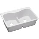 33 x 22 in. No Hole Composite Double Bowl Drop-in Kitchen Sink in White