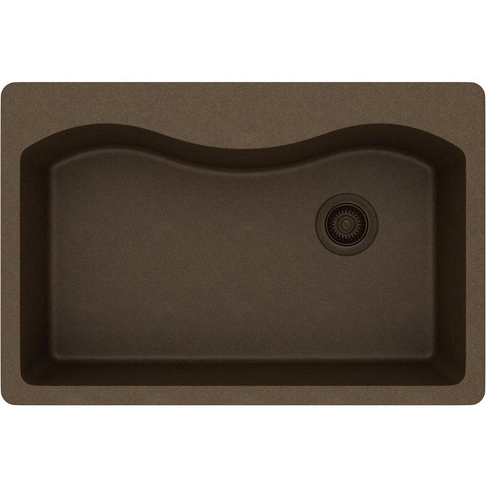 Elkay Mocha 33 x 22 in. No Hole Composite Single Bowl Drop-in Kitchen Sink 