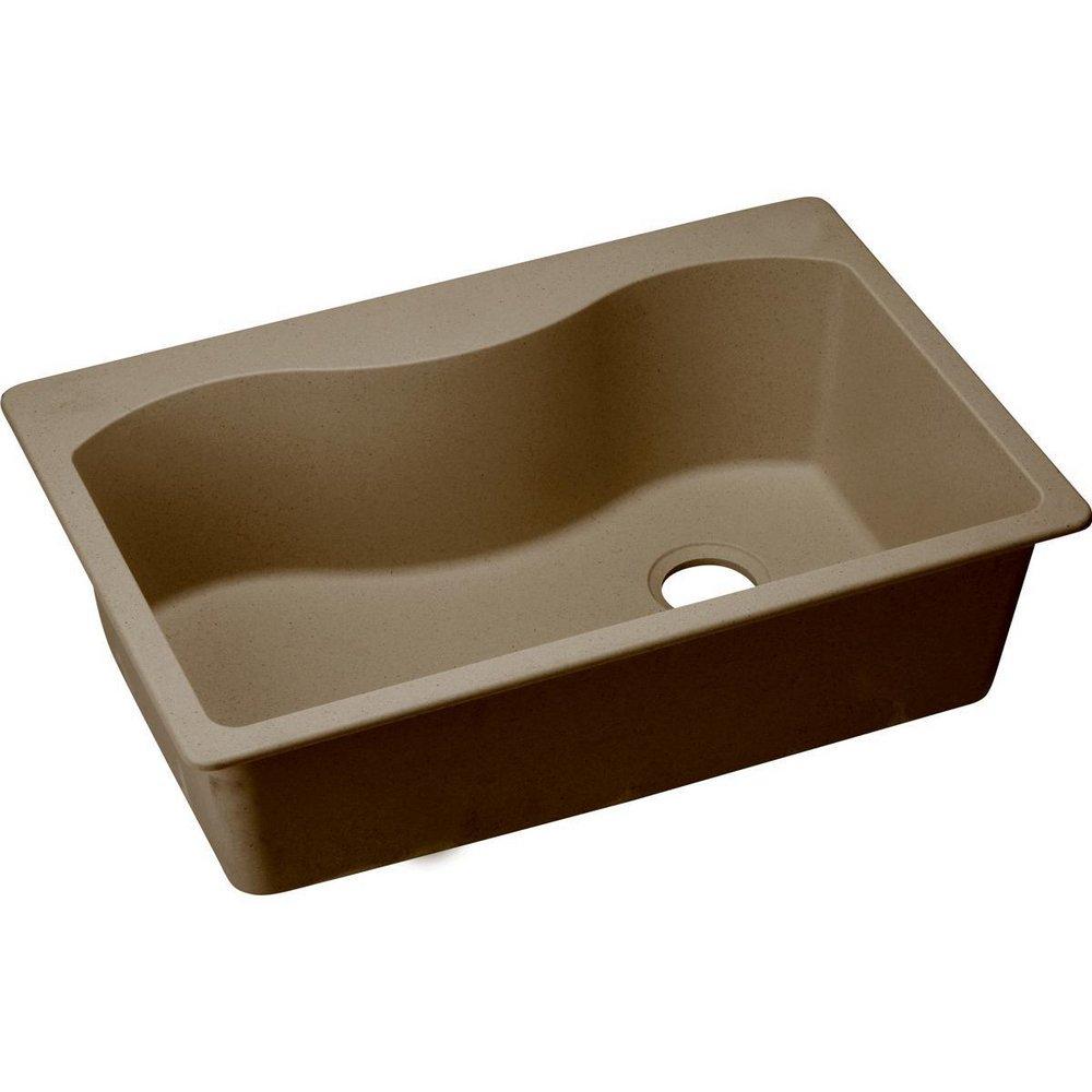 Elkay Mocha 33 x 22 in. No Hole Composite Single Bowl Drop-in Kitchen Sink 