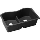 33 x 20 in. No Hole Composite Double Bowl Undermount Kitchen Sink in Black