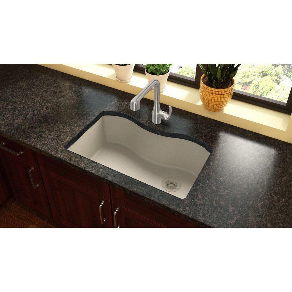 Elkay Bisque 33 x 20 in. No Hole Composite Single Bowl Undermount Kitchen Sink 