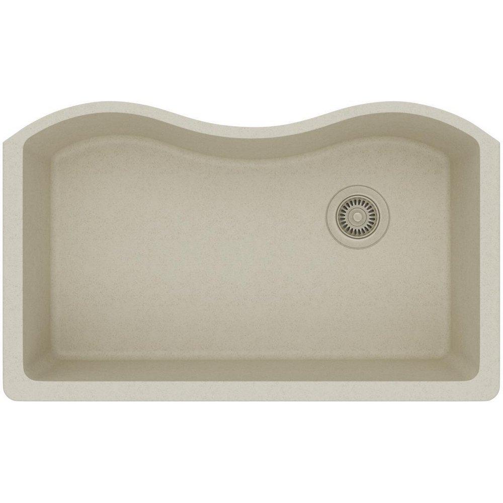 Elkay Bisque 33 x 20 in. No Hole Composite Single Bowl Undermount Kitchen Sink 