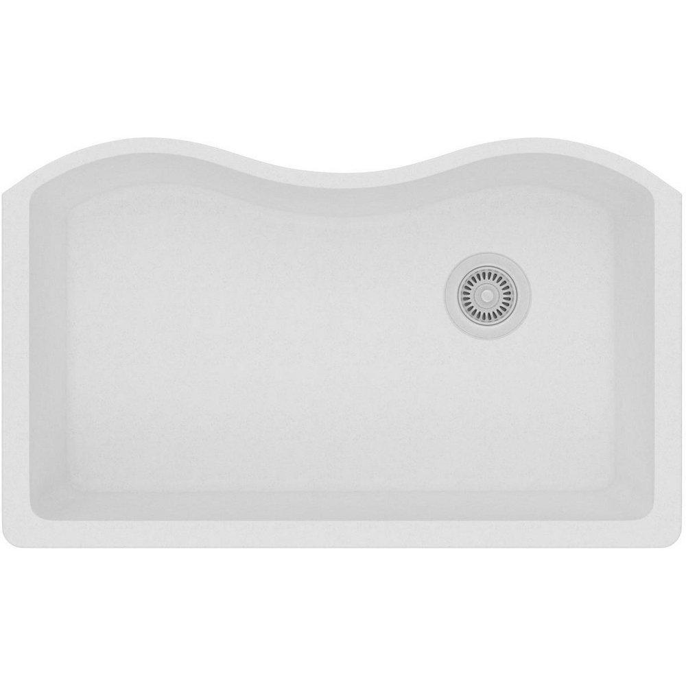 Elkay White 33 x 20 in. No Hole Composite Single Bowl Undermount Kitchen Sink 