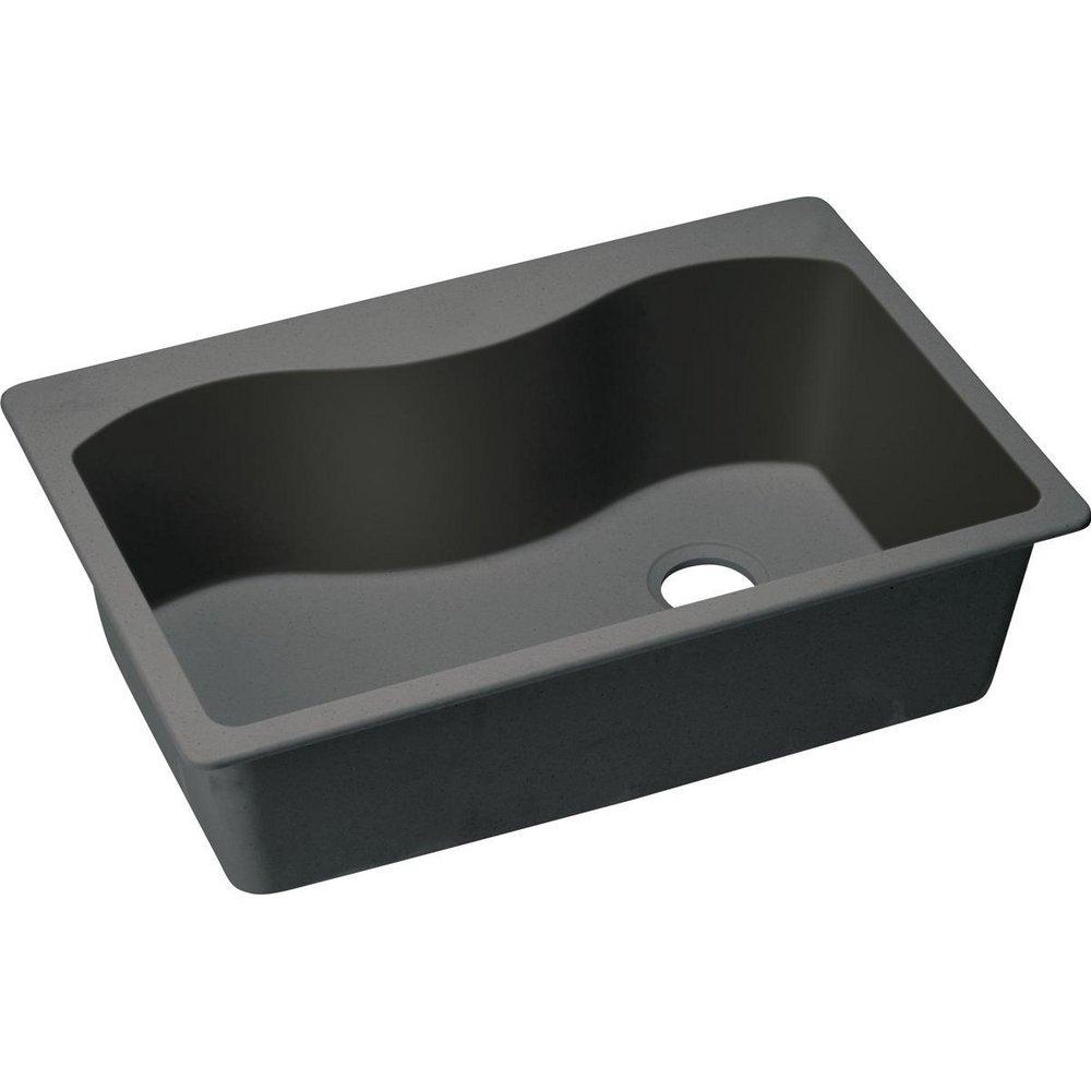 Elkay Black 33 x 22 in. No Hole Composite Single Bowl Drop-in Kitchen Sink 