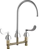 Chicago Faucets Polished Chrome Two Handle Wristblade Deck Mount Service Faucet