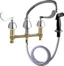 Chicago Faucets Polished Chrome 2.2 gpm 2-Hole Deckmount Kitchen Sink Faucet with Double Wristblade Handle Swing Spout IPS Connection 