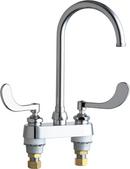Chicago Faucets Polished Chrome Two Handle Wristblade Deck Mount Service Faucet 