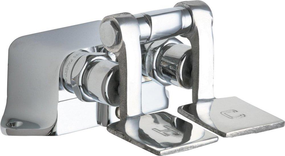 Chicago Faucets Polished Chrome 2-Hole Pedal Valve with Double Handle Metering 