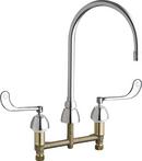 Chicago Faucets Polished Chrome 2-Hole Deckmount Kitchen Faucet with Double Elbow Blade Handle and Aerator 