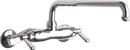 Chicago Faucets Polished Chrome 2.2 gpm Double Lever Handle Wall Mount Kitchen Sink Faucet Swing Spout IPS Connection 