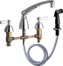 Chicago Faucets Polished Chrome 3-Hole Deckmount Kitchen Faucet with Double Lever Handle and Sidespray 