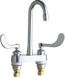 Chicago Faucets Polished Chrome 2.2 gpm Deckmount Kitchen Sink Faucet Gooseneck Spout IPS Connection with Double Wristblade Handle 