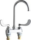 Chicago Faucets Polished Chrome Two Handle Wristblade Deck Mount Service Faucet 
