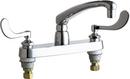 Chicago Faucets Polished Chrome Two Handle Wristblade Deck Mount Service Faucet 