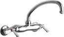 Chicago Faucets Polished Chrome 2-Hole Hot and Cold Water Sink Faucet with Double Lever Handle and 9-1/2 in. Spout Reach 