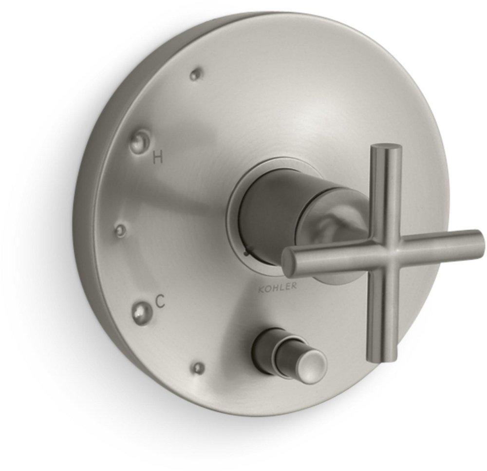 KOHLER Vibrant&reg; Brushed Nickel Pressure Balancing Valve Trim with Single Cross Handle 