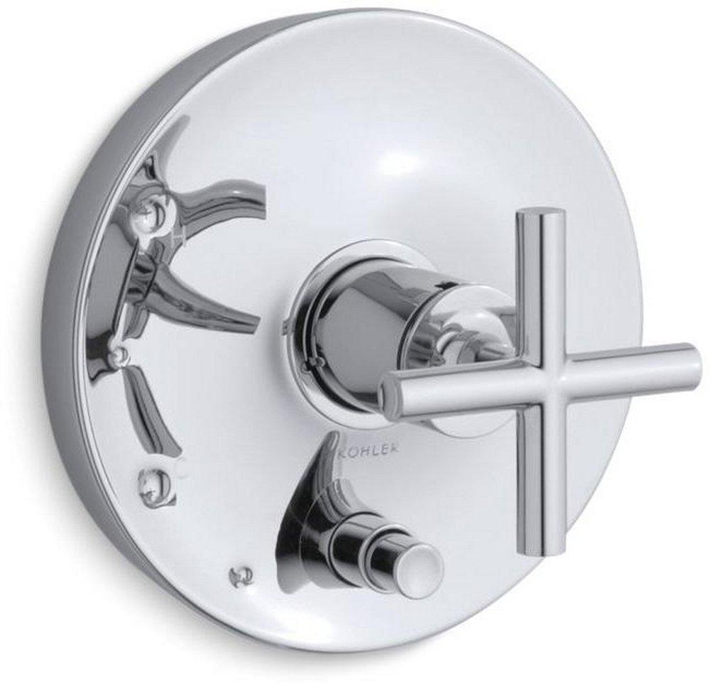 KOHLER Polished Chrome Pressure Balancing Valve Trim with Single Cross Handle 