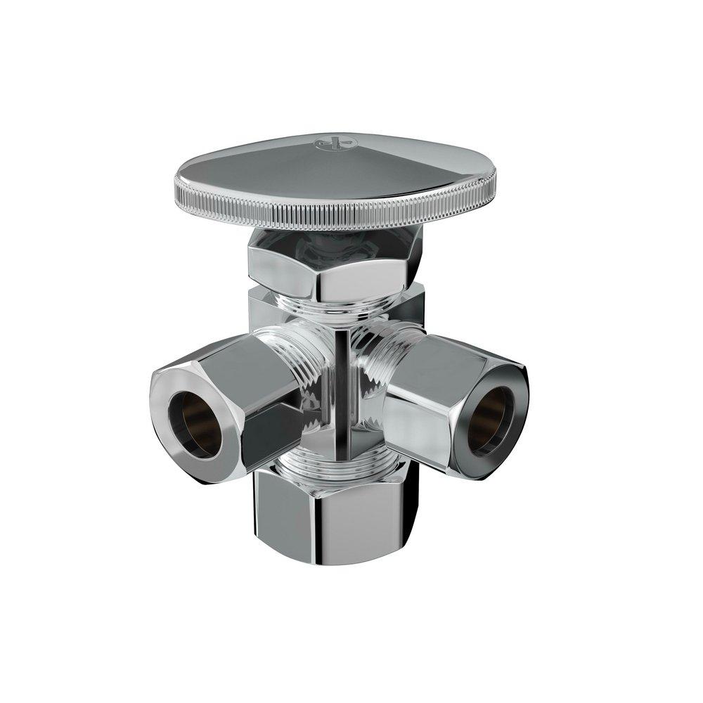 PROFLO&reg; Chrome 5/8 x 3/8 in. Compression Oval Handle Angle Supply Stop Valve 