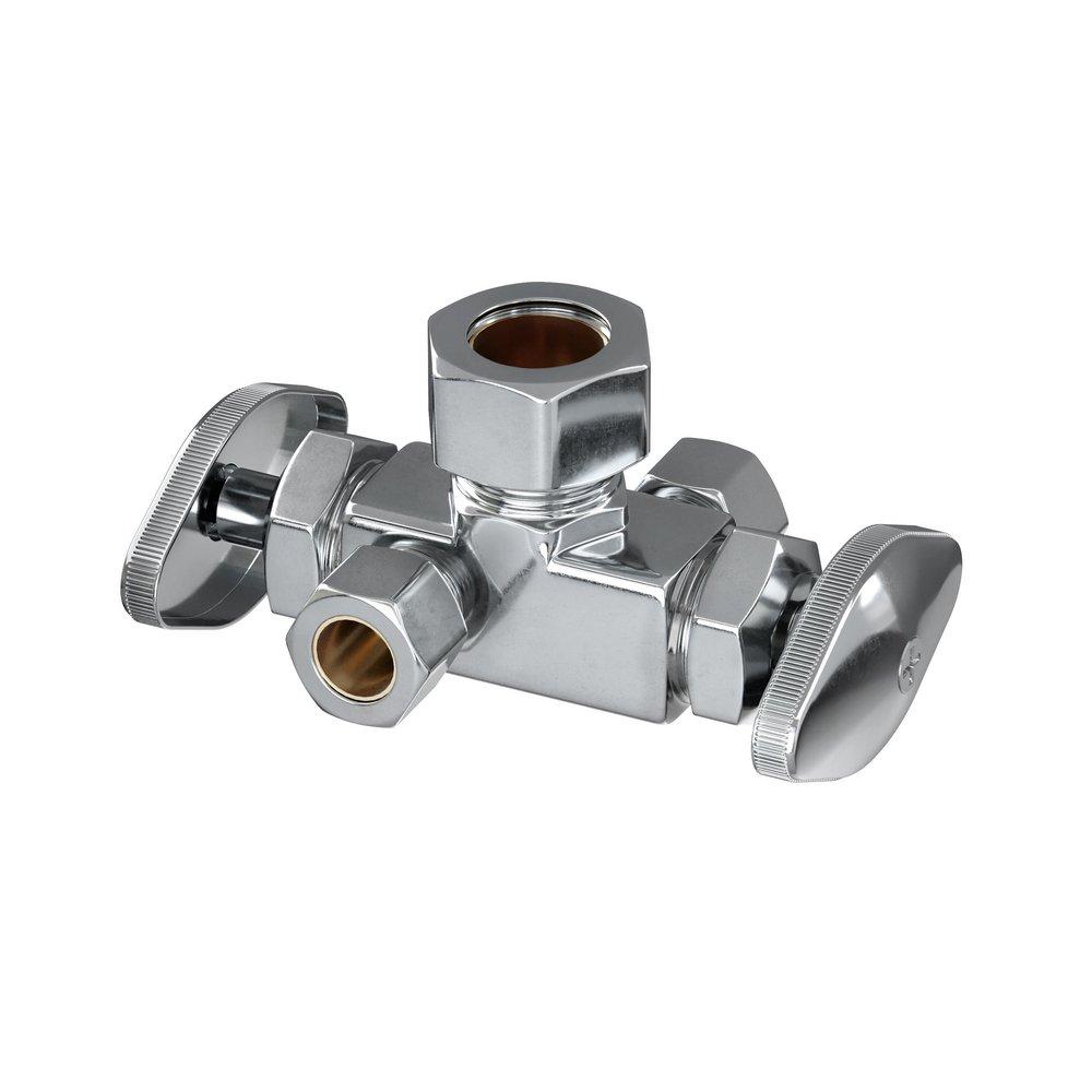 PROFLO&reg; Chrome Plated 5/8 x 3/8 x 3/8 in. Compression Oval Angle Supply Stop Valve 