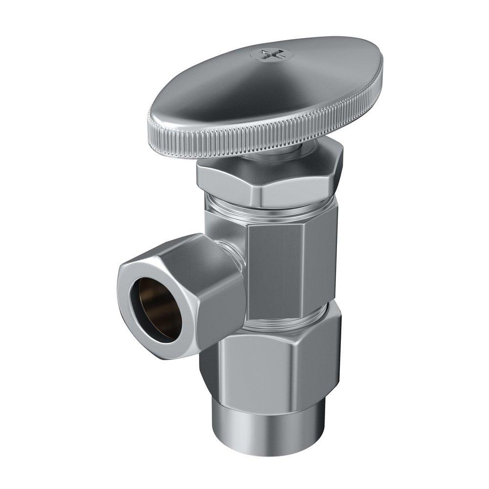 PROFLO&reg; Polished Chrome 1/2 x 3/8 in. Solvent Weld x Compression Angle Supply Stop Valve 