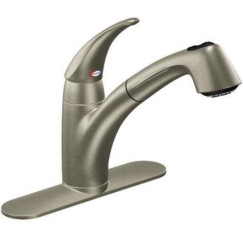 Moen Classic Stainless Single Handle Pull Out Kitchen Faucet 