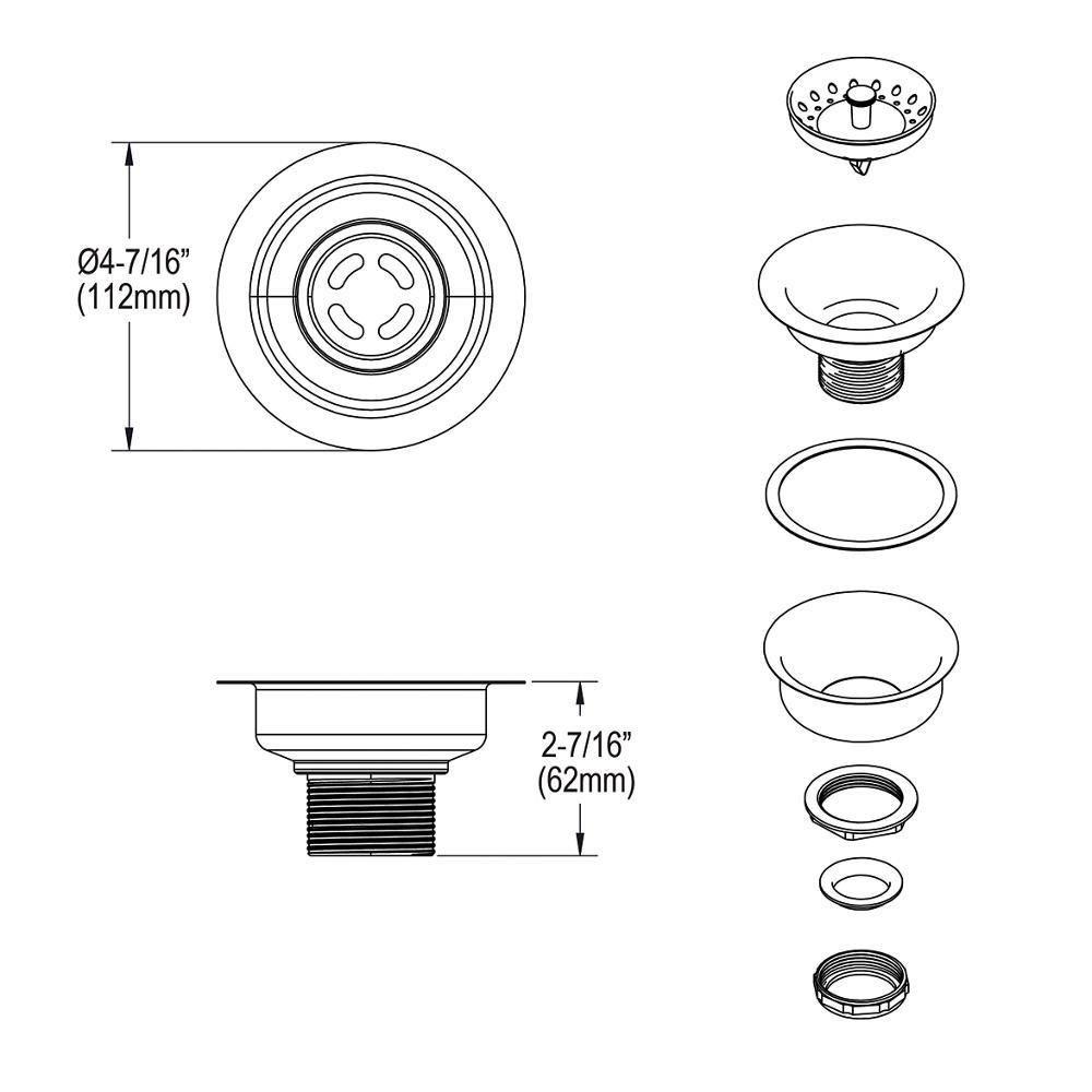 Dayton 3-1/2 in Basket Strainer 