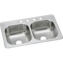 3 Hole Stainless Steel Double Bowl Top Mount Kitchen Sink with Center Drain in Elite Satin Stainless Steel