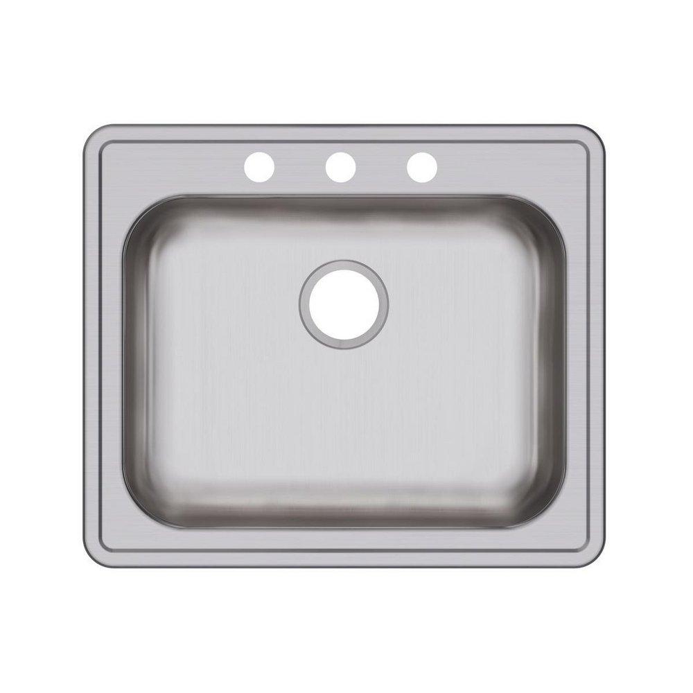Dayton Satin 25 x 21-1/4 in. Stainless Steel Single Bowl Drop-in Kitchen Sink in Satin 