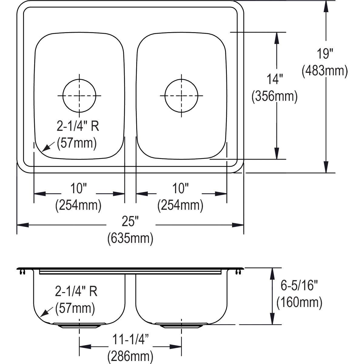 Dayton Satin 25 x 21-1/4 in. Stainless Steel Single Bowl Drop-in Kitchen Sink in Satin 