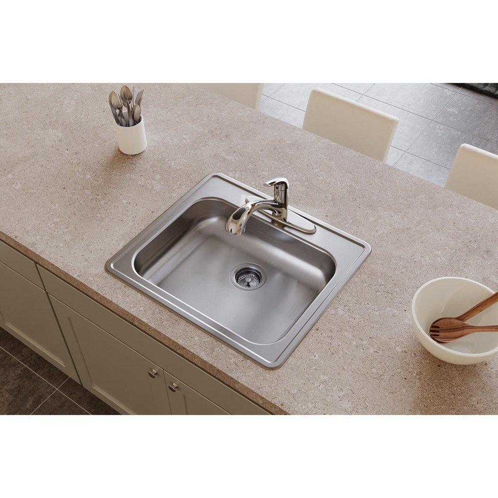 Dayton Satin 25 x 21-1/4 in. Stainless Steel Single Bowl Drop-in Kitchen Sink in Satin 