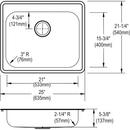 Dayton Satin 25 x 21-1/4 in. Stainless Steel Single Bowl Drop-in Kitchen Sink in Satin 