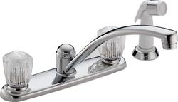 Two Handle Kitchen Faucet with Side Spray in Chrome