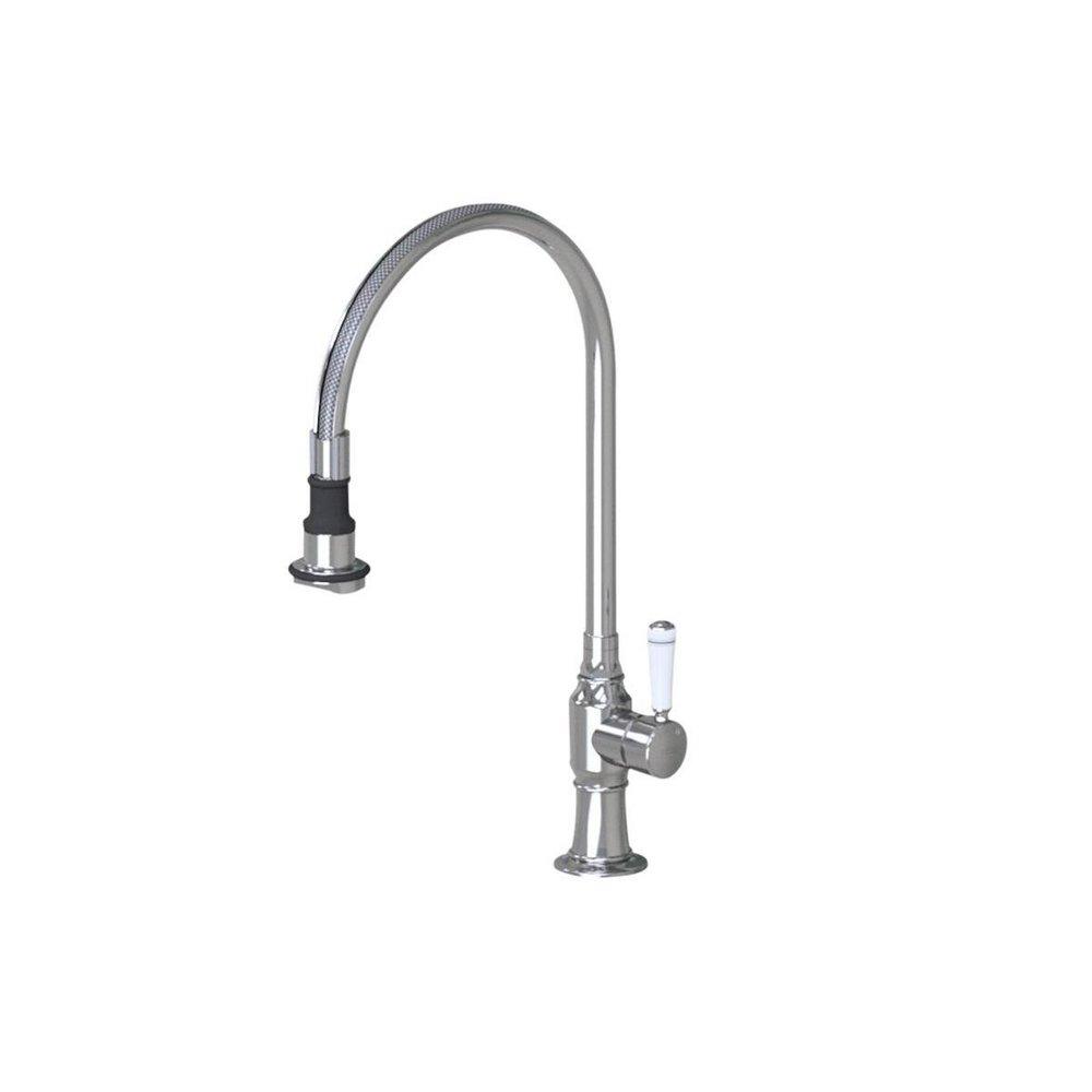 Jaclo Industries Polished Stainless/White Single Handle Pull Off Kitchen Faucet 