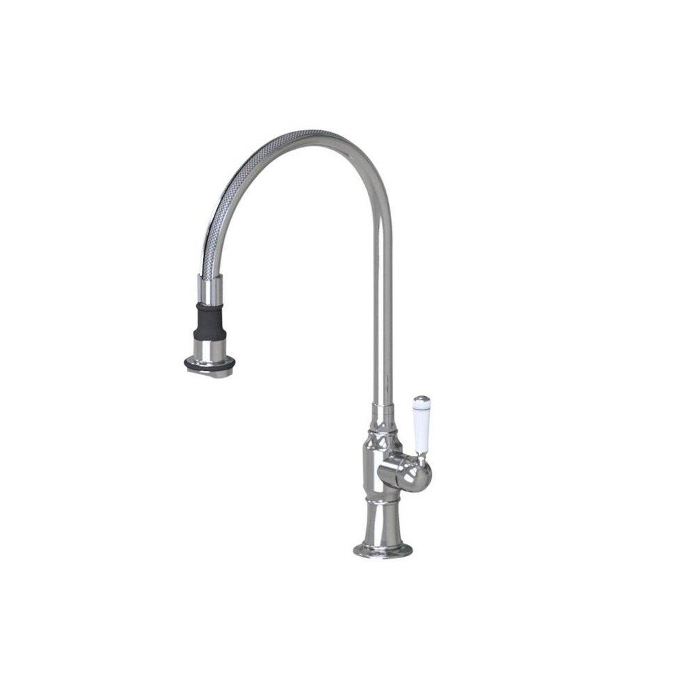 Jaclo Industries Polished Stainless/White Single Handle Pull Off Kitchen Faucet 