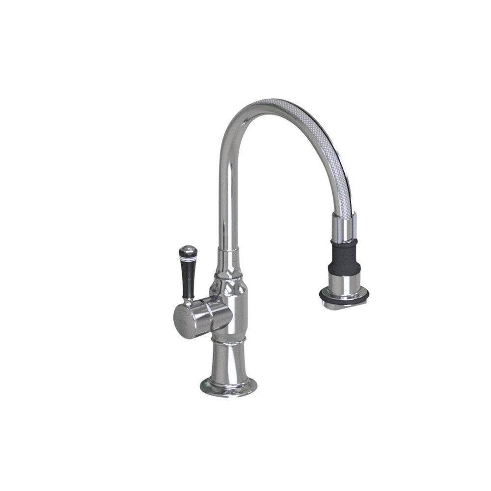 Jaclo Industries Polished Stainless/Black Single Handle Pull Off Kitchen Faucet in Polished Stainless with Black 