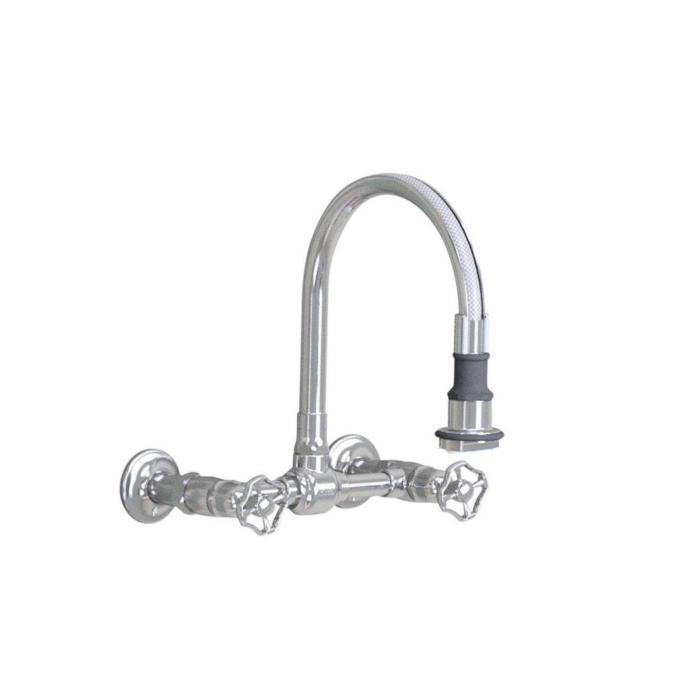 Jaclo Industries Polished Stainless Bridge Two Handle Pull Off Kitchen Faucet 