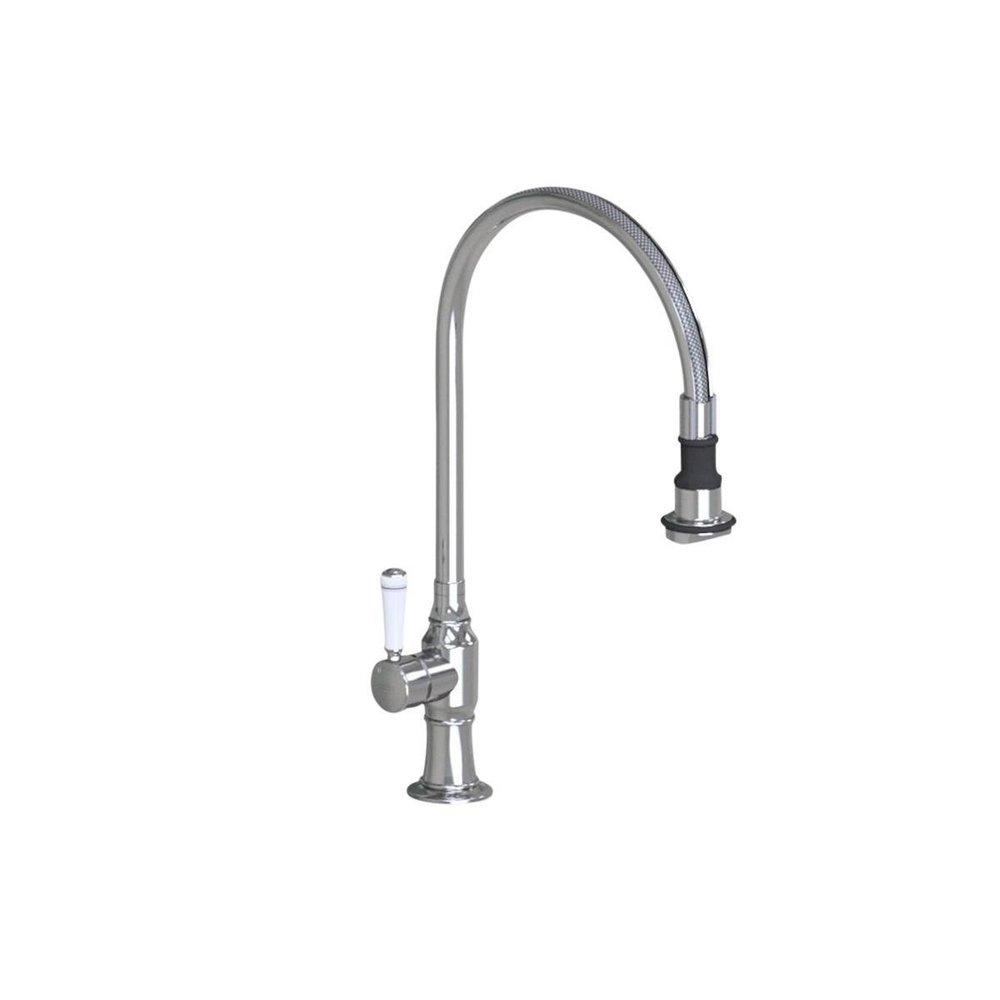 Jaclo Industries Brushed Stainless/White Single Handle Pull Off Kitchen Faucet 