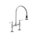 Jaclo Industries Polished Stainless/White Two Handle Bridge Pull Off Kitchen Faucet 