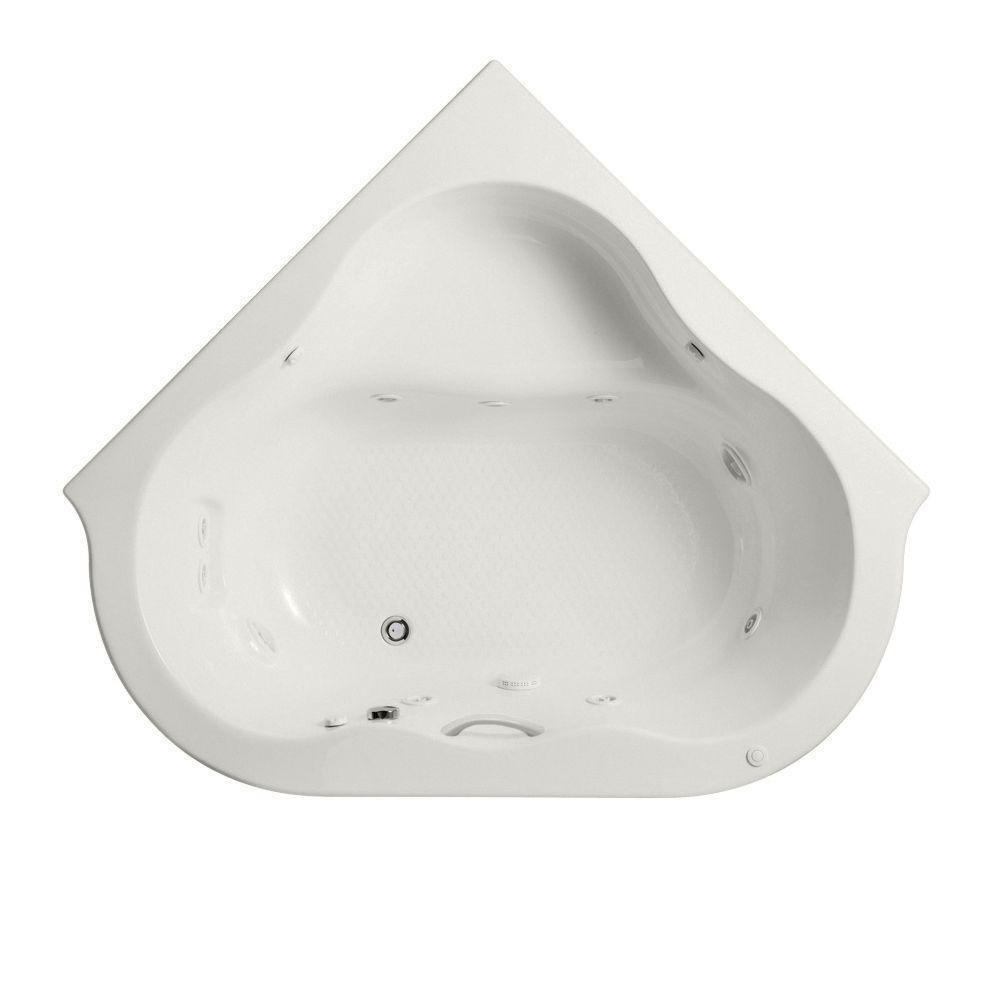 American Whirlpool White 59-3/4 x 59-3/4 in. Corner Drop-In Whirlpool with Center Drain (Less Handle) 
